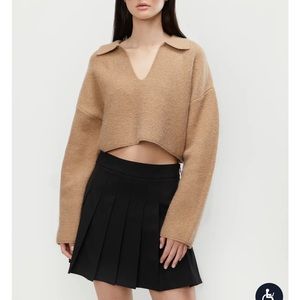 Oak + Fort Taupe Caramel Collared Sweater S SMALL